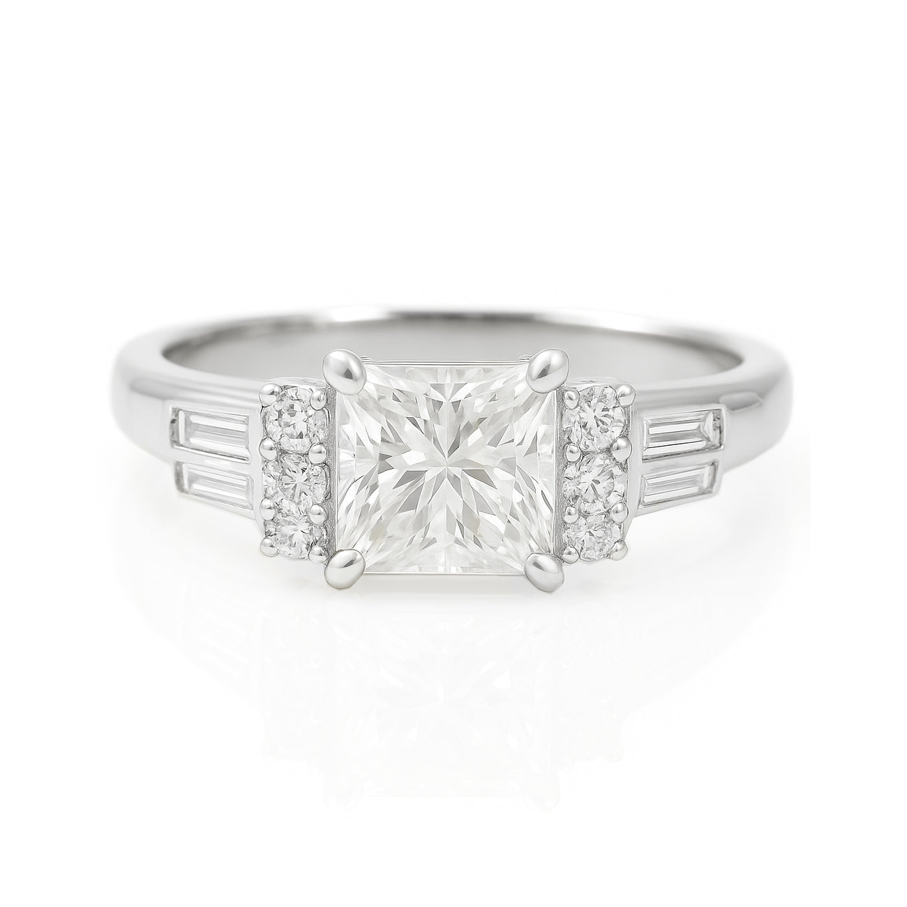 天然ダイヤモンドリング H, 1.112ct VS1 プリンセス 画像