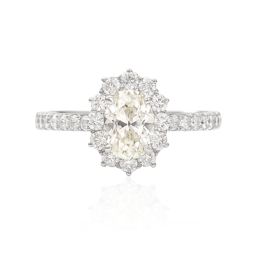 天然ダイヤモンドリング ほぼ無色 1.25ct SI1 オーバル 画像