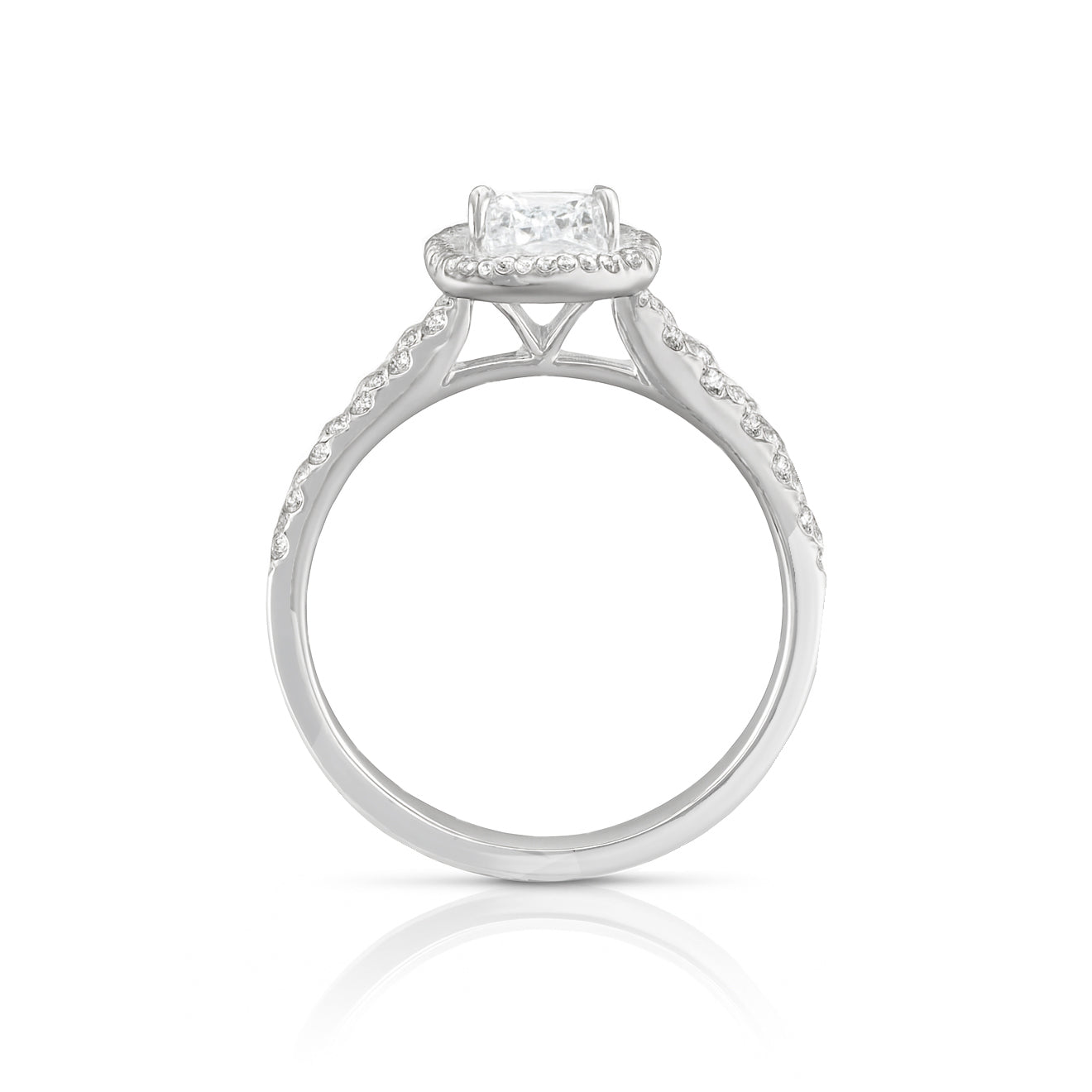 天然ダイヤモンドリング ほぼ無色 クッション VS2 1.003ct 横画像