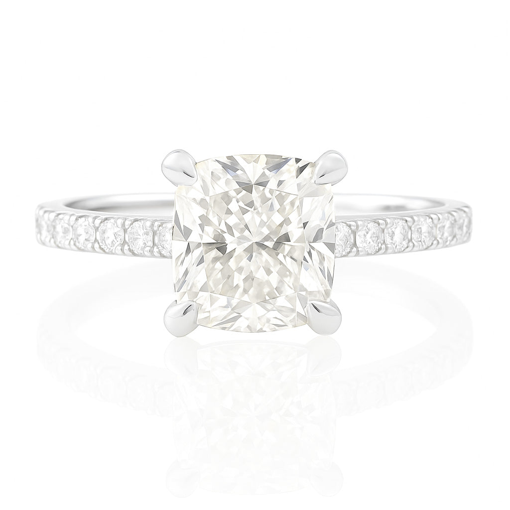 天然ダイヤモンドリング ほぼ無色 クッション VS2 1.86ct 画像