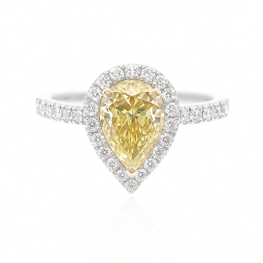 天然ダイヤモンドリング Intense Yellow 2.01ct SI1 Pear 画像
