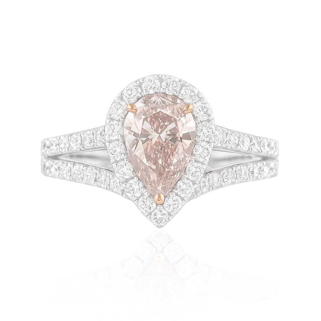 天然ダイヤモンドリング Light Pink 1.021ct SI2 Pear 画像