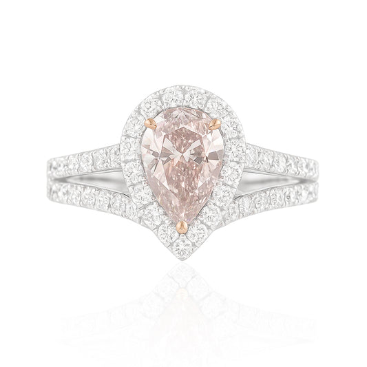 天然ダイヤモンドリング Light Pink 1.021ct SI2 Pear 画像