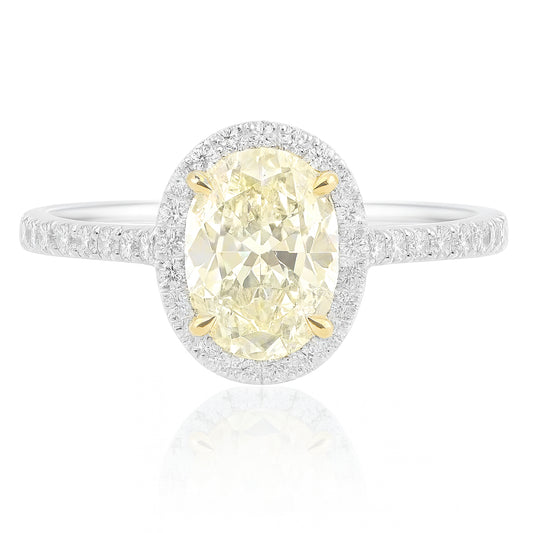 天然ダイヤモンドリング ライトイエロー オーバル SI1 1.448ct 画像
