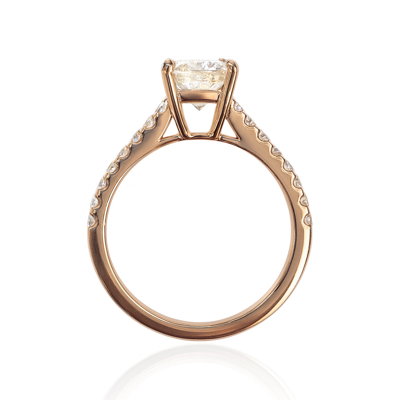 天然ダイヤモンドリング ほぼ無色 クッション VVS1 2.063ct 横画像