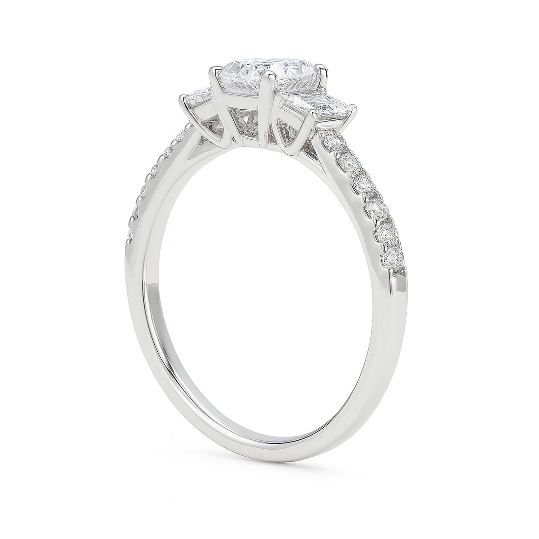 天然ダイヤモンドリング 無色 エメラルド VS2 0.851ct　横画像