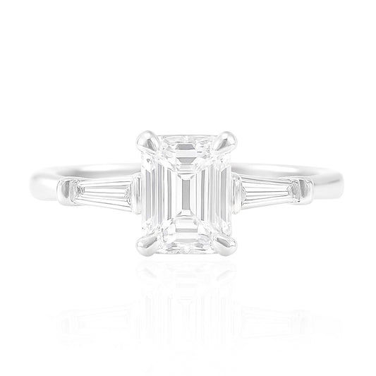 天然ダイヤモンドリング 無色 エメラルド VVS2 0.87ct 画像