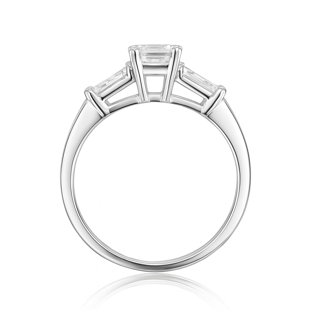 天然ダイヤモンドリング 無色 エメラルド VVS2 0.87ct 横画像