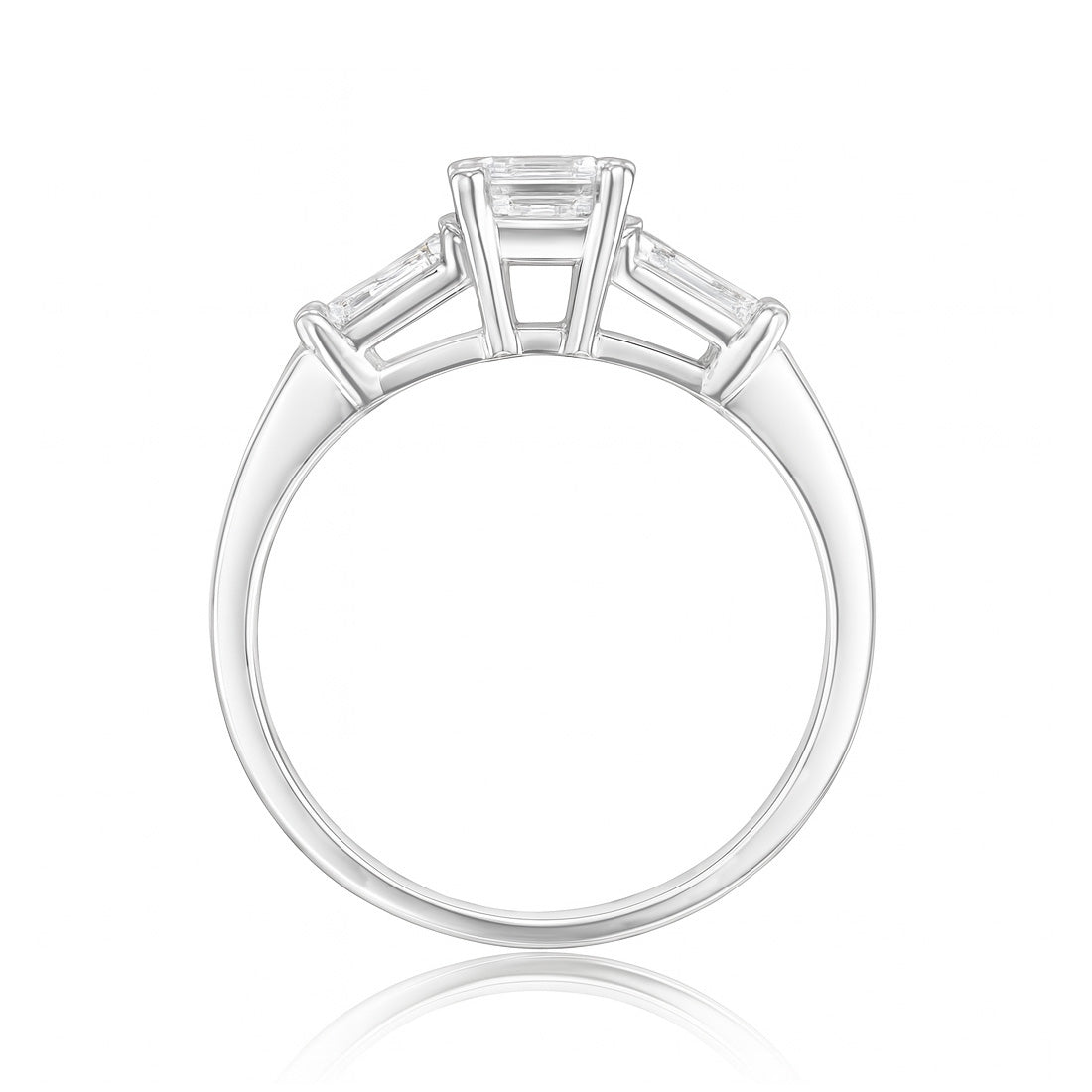 天然ダイヤモンドリング 無色 エメラルド VVS2 0.87ct 横画像