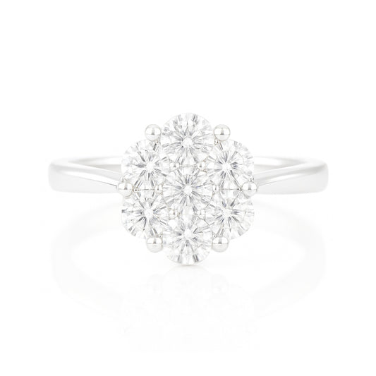 天然ダイヤモンドリング 無色 花柄 ラウンド 0.44ct  画像