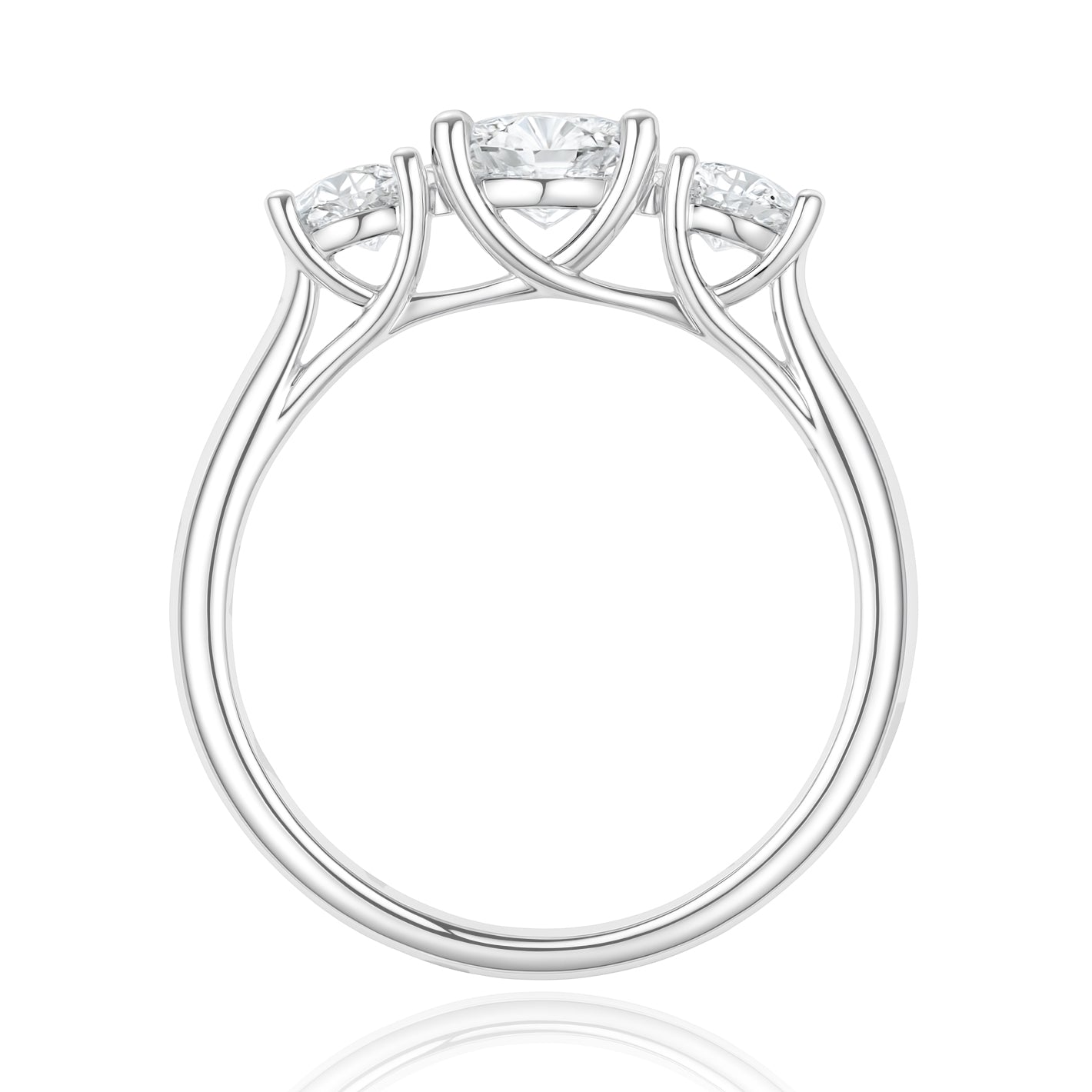 天然ダイヤモンドリング 無色 ラウンド 0.5ct  3石 横画像