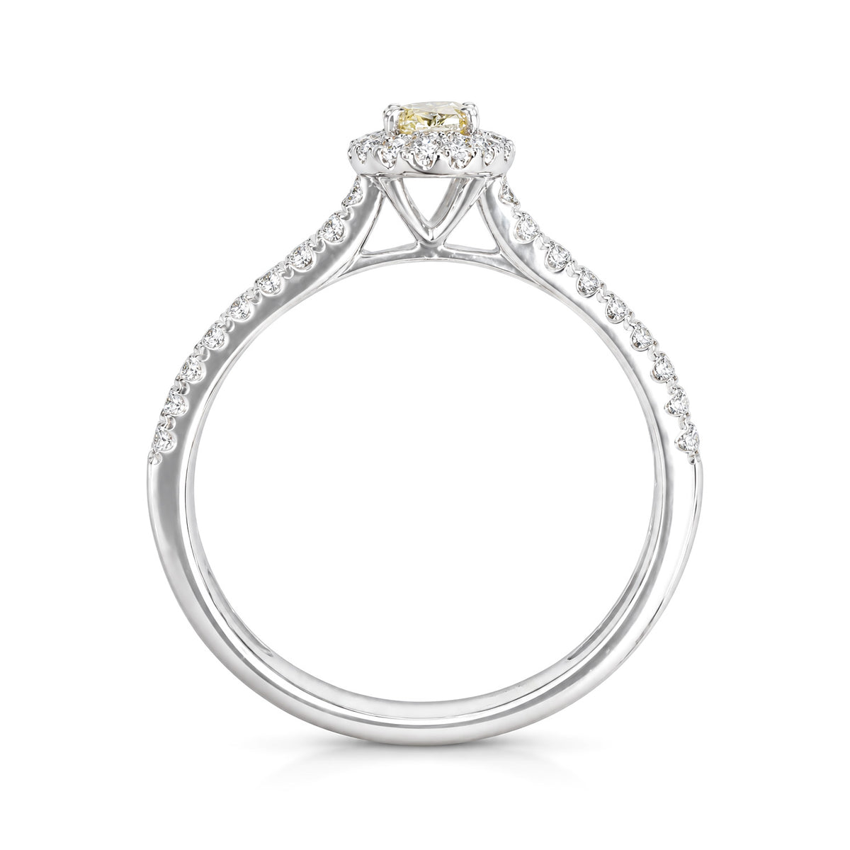 天然ダイヤモンドリング Orange Yellow 0.522ct Marquise 18KWG 横画像