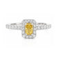 天然ダイヤモンドリング Orange Yellow 0.611ct Radiant 18KWG 画像