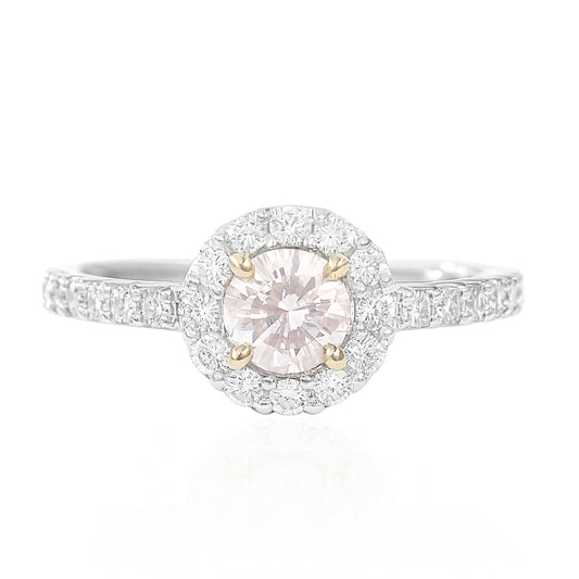 天然ダイヤモンドリング ベリーライトピンク ラウンド SI1 0.673ct 画像