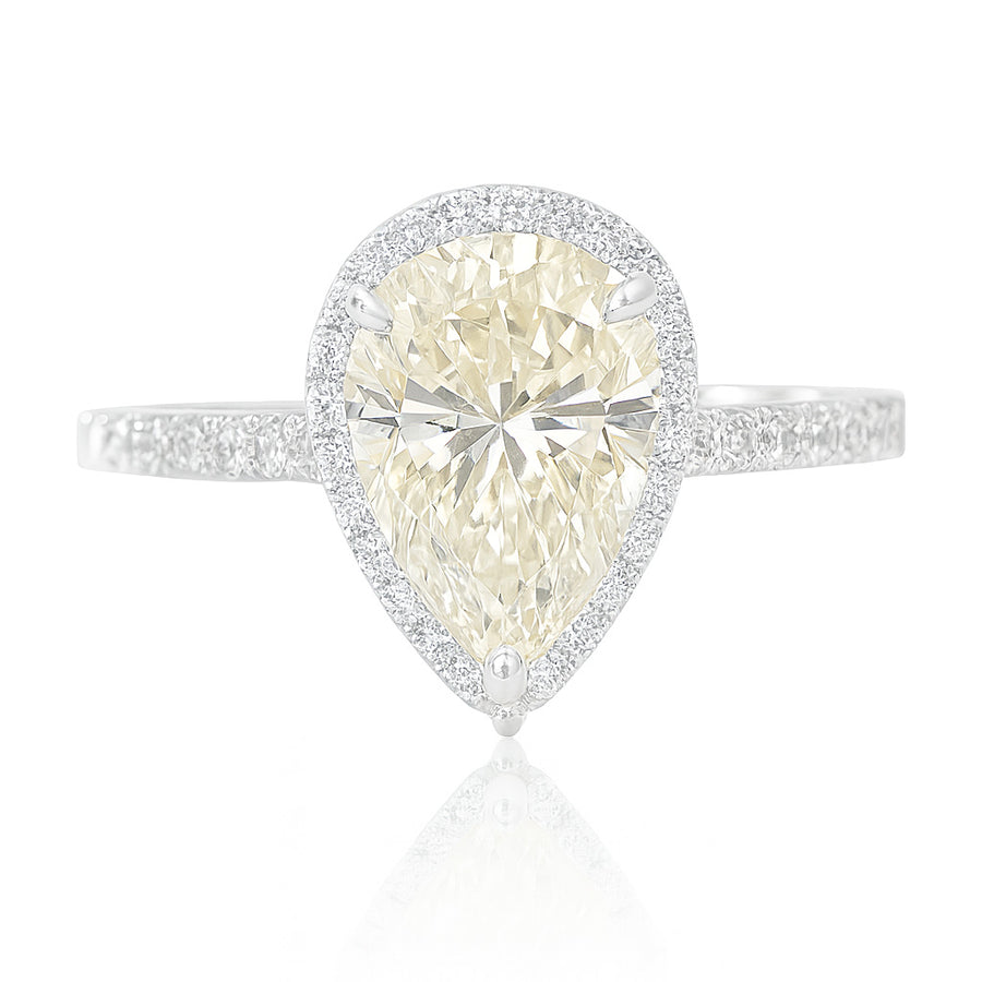 PT900 イエロー天然ダイヤモンドリング 1.455ct Very Light Yellow SI1 