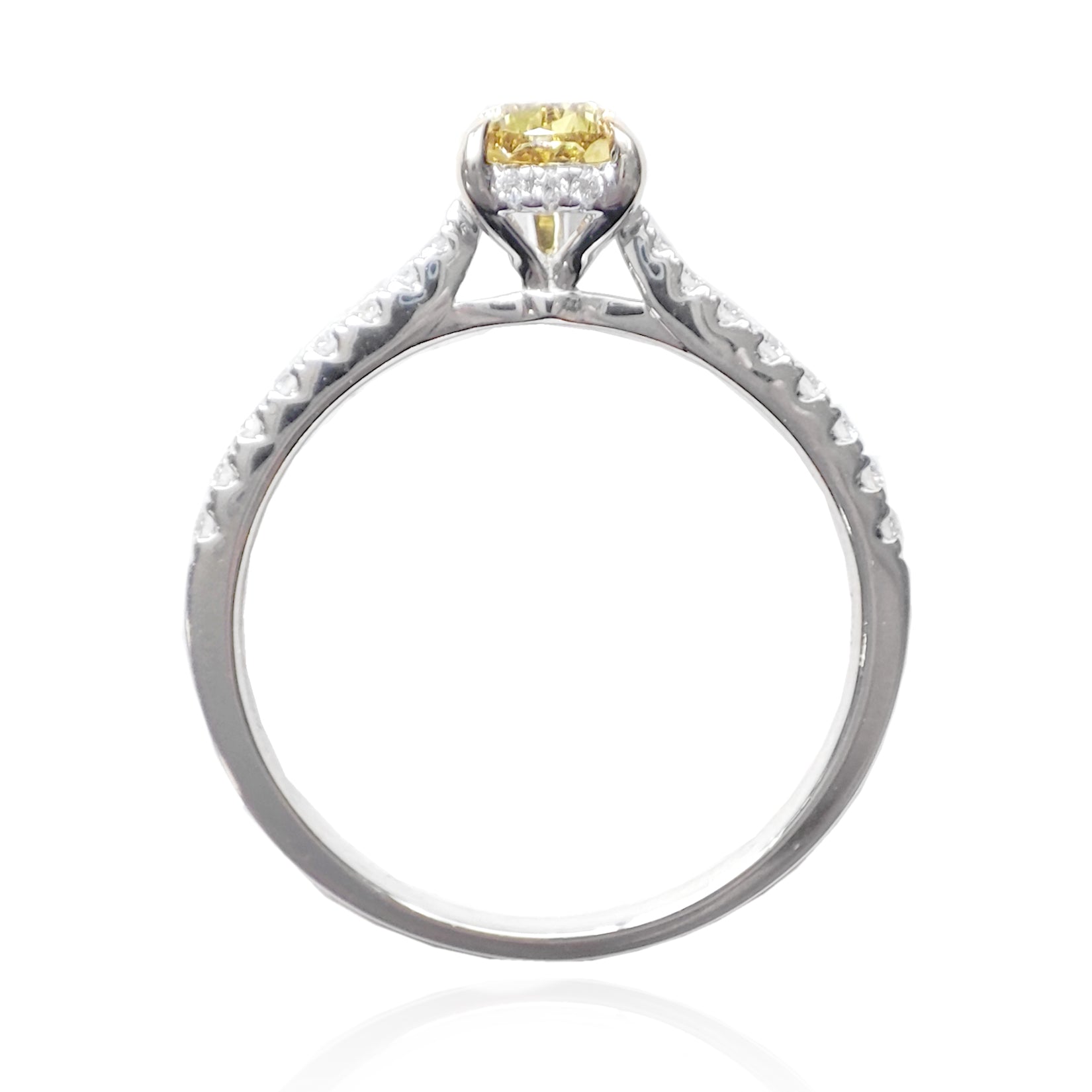 天然ダイヤモンドリング Vivid Yellow 0.61ct VS1 Pear 横画像