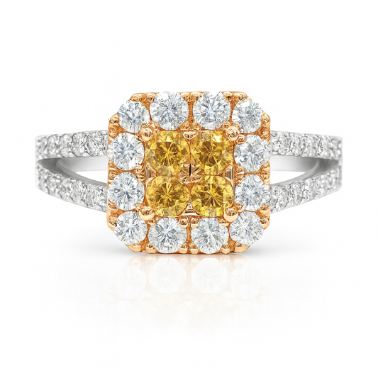 天然ダイヤモンドリング Yellow 0.84ct Round 画像