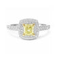 天然ダイヤモンドリング Yellow 0.89ct Cushion 18KWG 画像