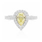 天然ダイヤモンドリング Yellow 0.973ct Pear 18KWG 画像