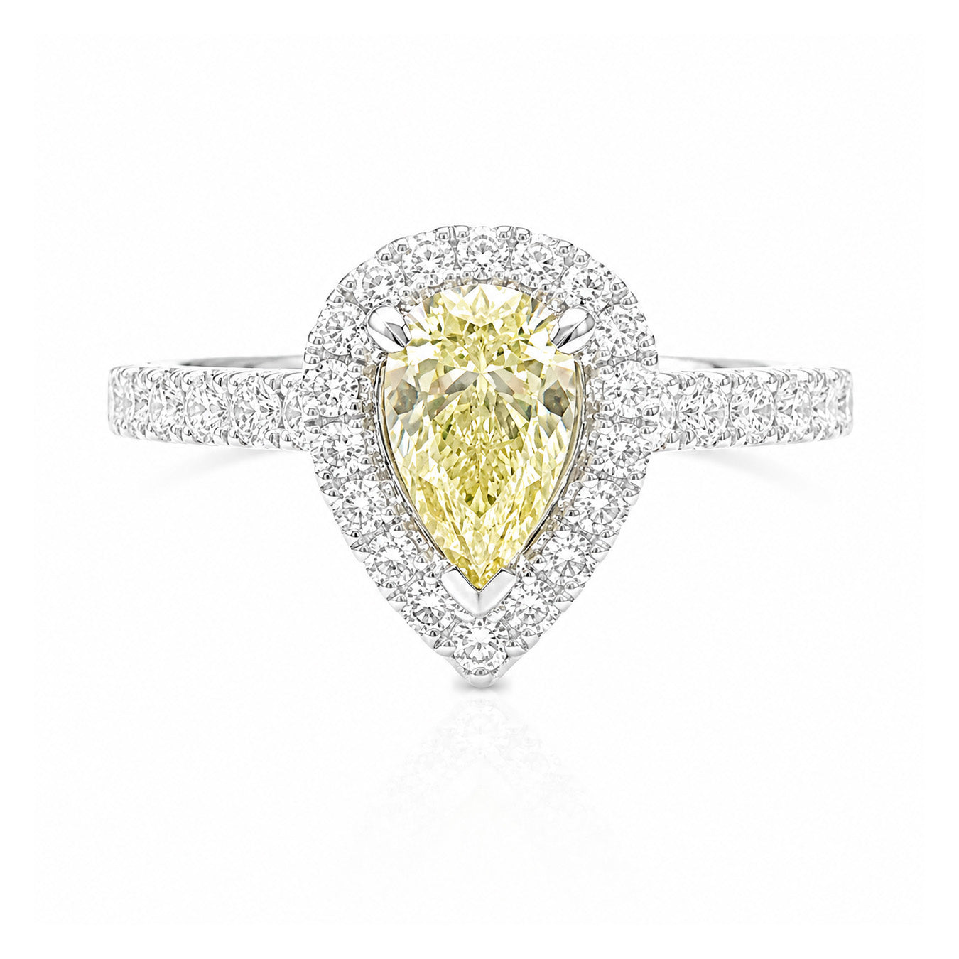 天然ダイヤモンドリング Yellow 0.973ct Pear 18KWG 画像