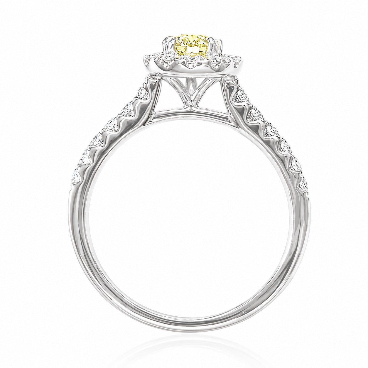 天然ダイヤモンドリング Yellow 0.973ct Pear 18KWG 横画像