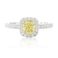 天然ダイヤモンドリング Yellow 1.017ct Cushion 18KWG 画像