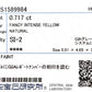 天然ダイヤモンドリング Yellow 1.017ct Cushion 18KWG CGL 画像