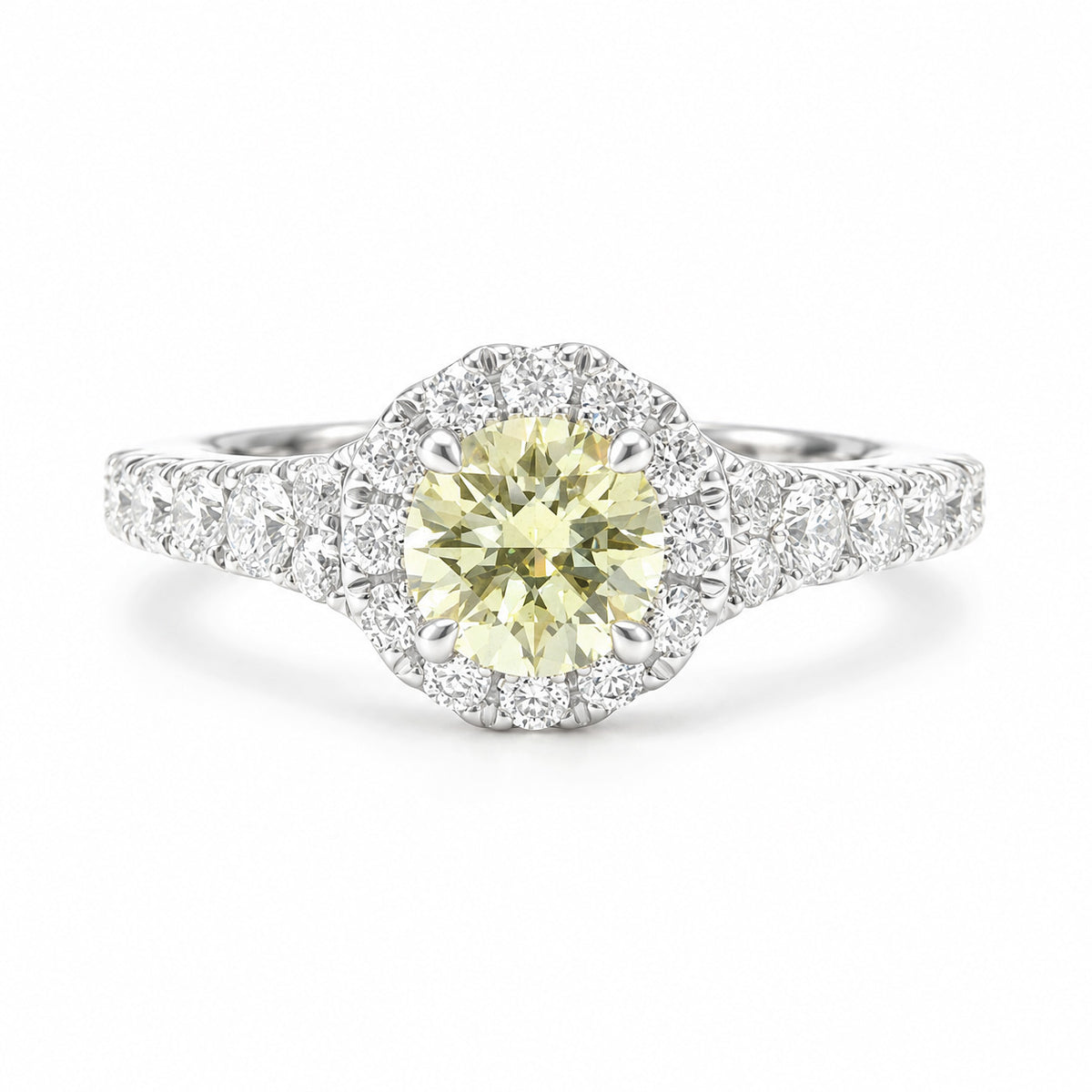 天然ダイヤモンドリング Yellow 1.063ct Round 18KWG 画像