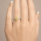 天然ダイヤモンドリング Yellow 1.27ct Cushion 18KWG 着用