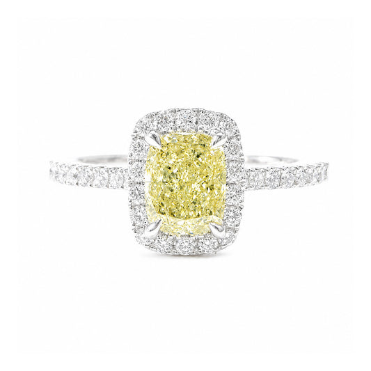 天然ダイヤモンドリング Yellow 1.32ct Oval 18KWG 画像