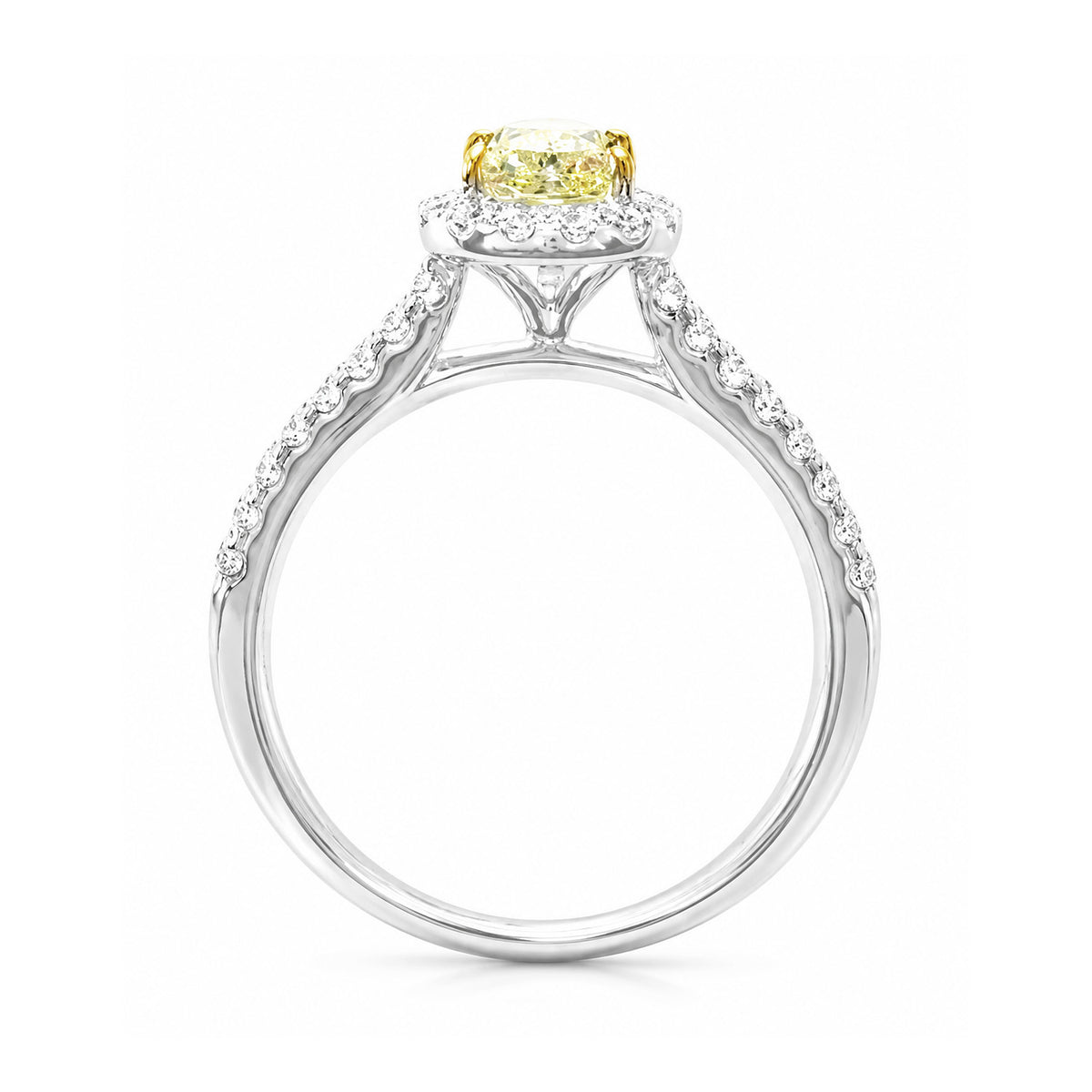 天然ダイヤモンドリング Yellow 1.334ct Pear 18KWG 横画像