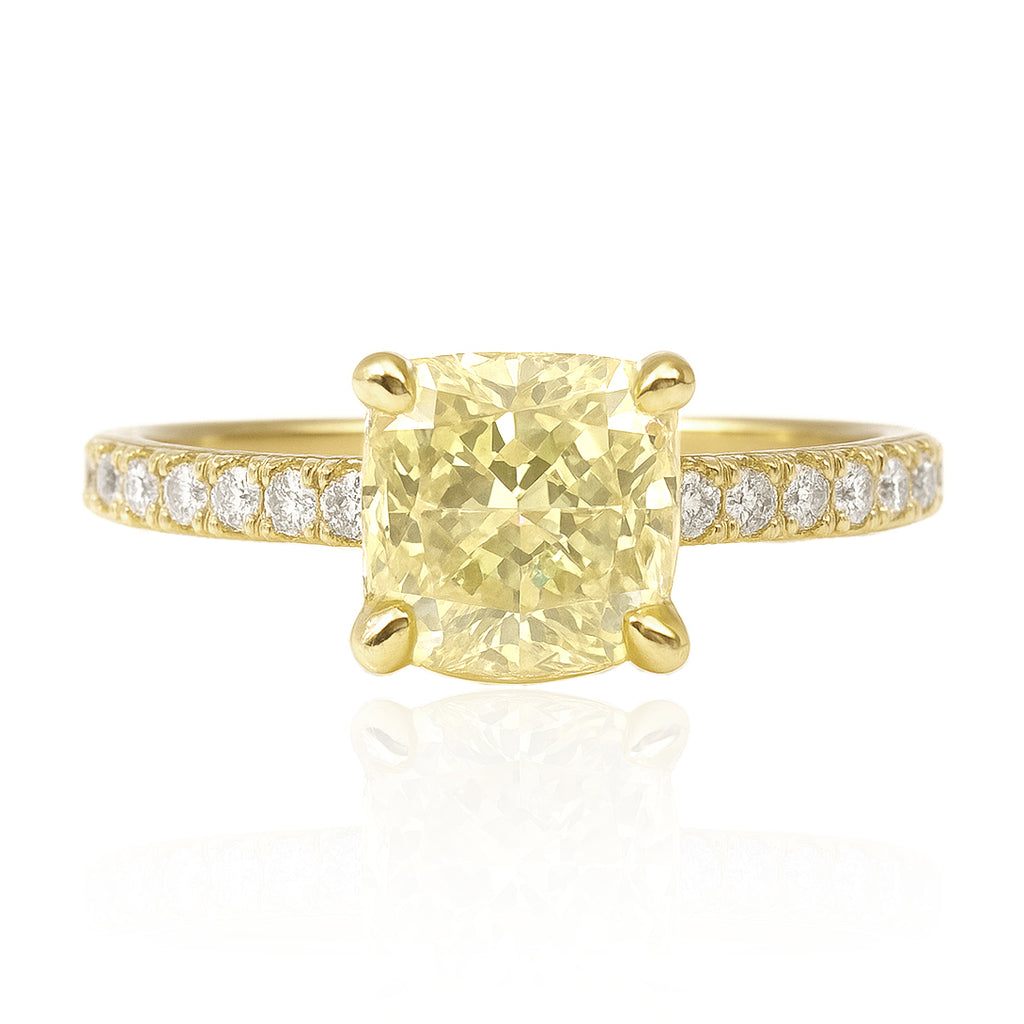18K Intense Yellow Diamond Ring Radiant-cut (Treated) - 1.71ct 