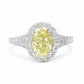 天然ダイヤモンドリング Yellow 2.073ct Oval 18KWG 画像