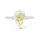 天然ダイヤモンドリング Yellow 2.254ct Pear 18KWG 画像