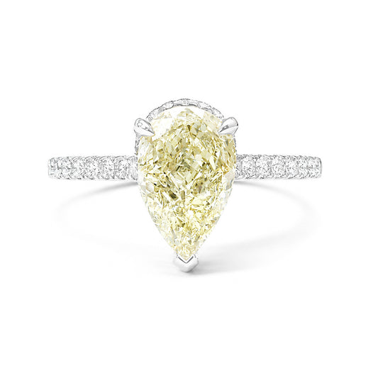 天然ダイヤモンドリング Yellow 2.254ct Pear 18KWG 画像
