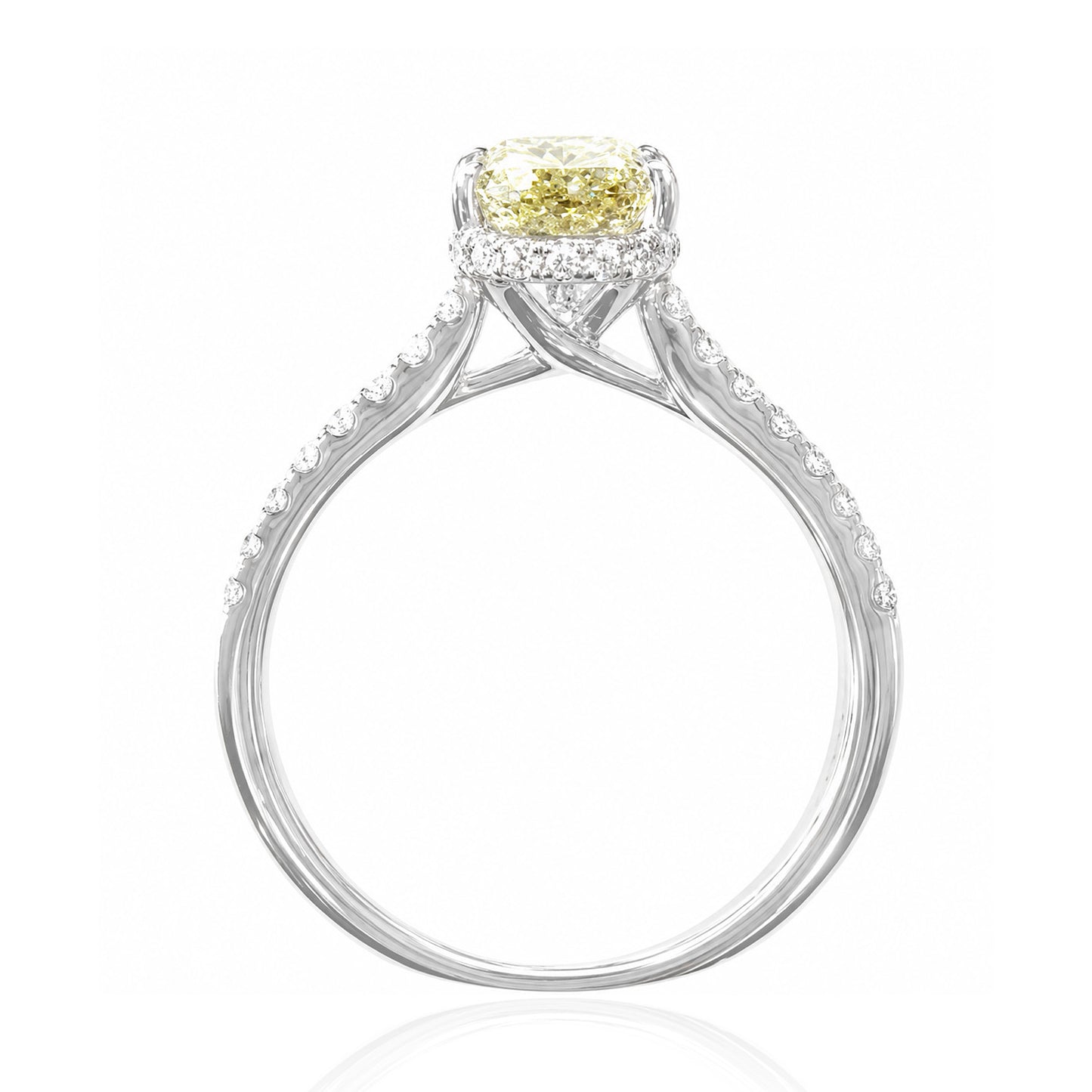 天然ダイヤモンドリング Yellow 2.254ct Pear 18KWG 横画像