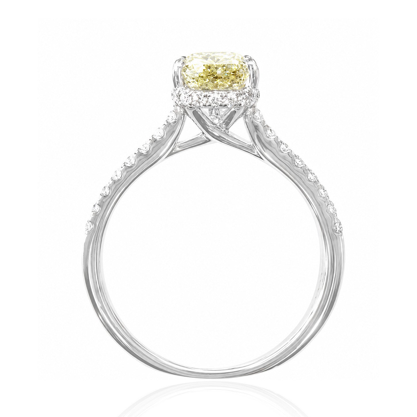 天然ダイヤモンドリング Yellow 2.254ct Pear 18KWG 横画像