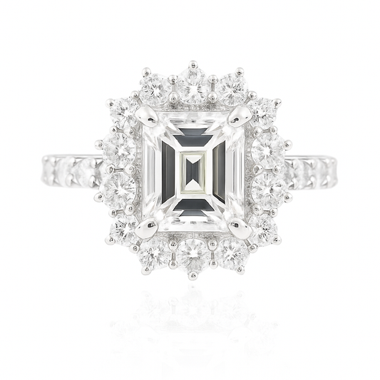 ほぼ無色H ダイアモンドリング エメラルド 2.625ct VS1 画像