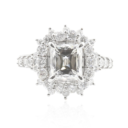 ほぼ無色H ダイアモンドリング エメラルド 2.625ct VS1 画像