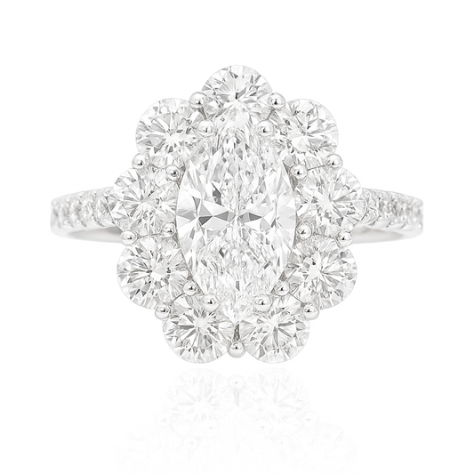 PT950 花柄 無色ダイヤモンドリング 1.98ct VVS2 オーバル 画像