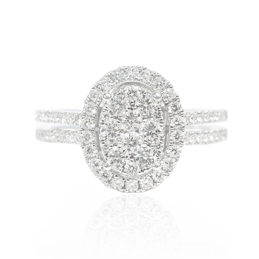 18K ほぼ無色ダイヤモンドリング 0.59ct VS+ G+ オーバル 画像