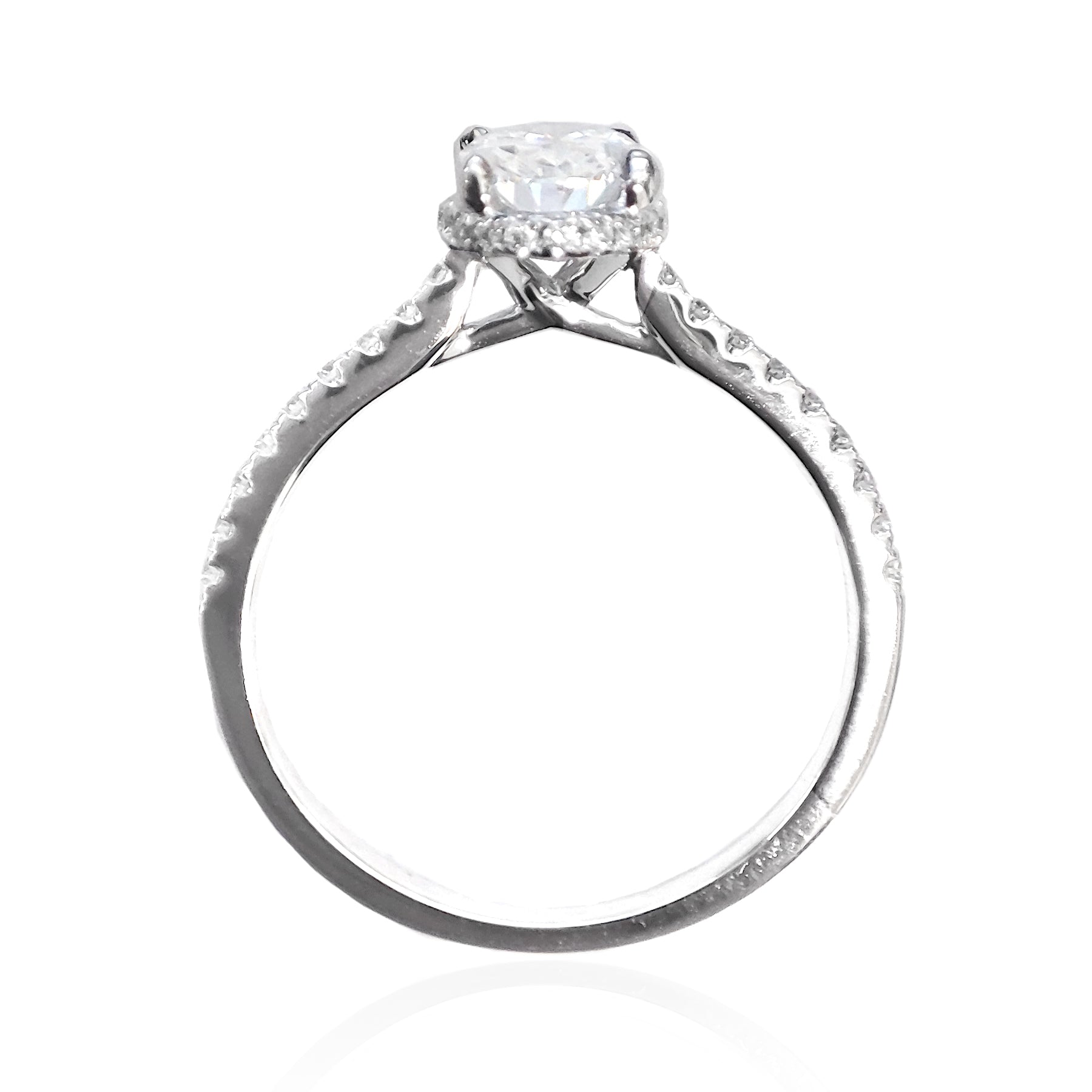 18KWG ダイヤモンドリング 0.999ct VS1 無色 Colorless F オーバル 画像横