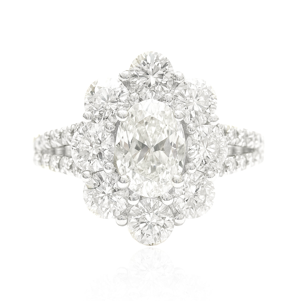 PT950 花柄 無色Fダイヤモンドリング 1.591ct VS2 Colorless オーバル 画像