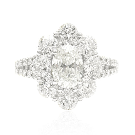 PT950 花柄 無色Fダイヤモンドリング 1.591ct VS2 Colorless オーバル 画像