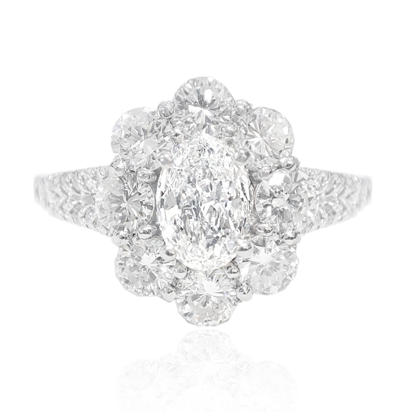PT950 花柄 無色Fダイヤモンドリング 1.591ct VS2 Colorless オーバル 画像