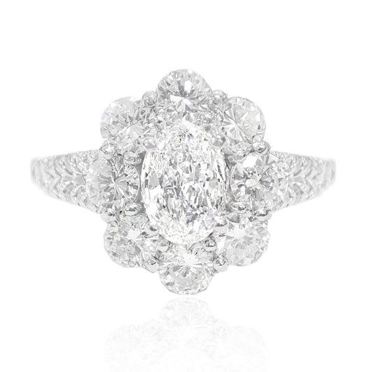 PT950 花柄 無色Fダイヤモンドリング 1.591ct VS2 Colorless オーバル 画像
