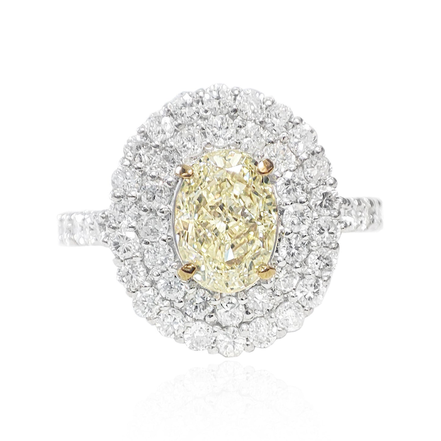 PT950 イエローダイヤモンドリング 2.158ct VS2 Light Yellow オーバル 画像