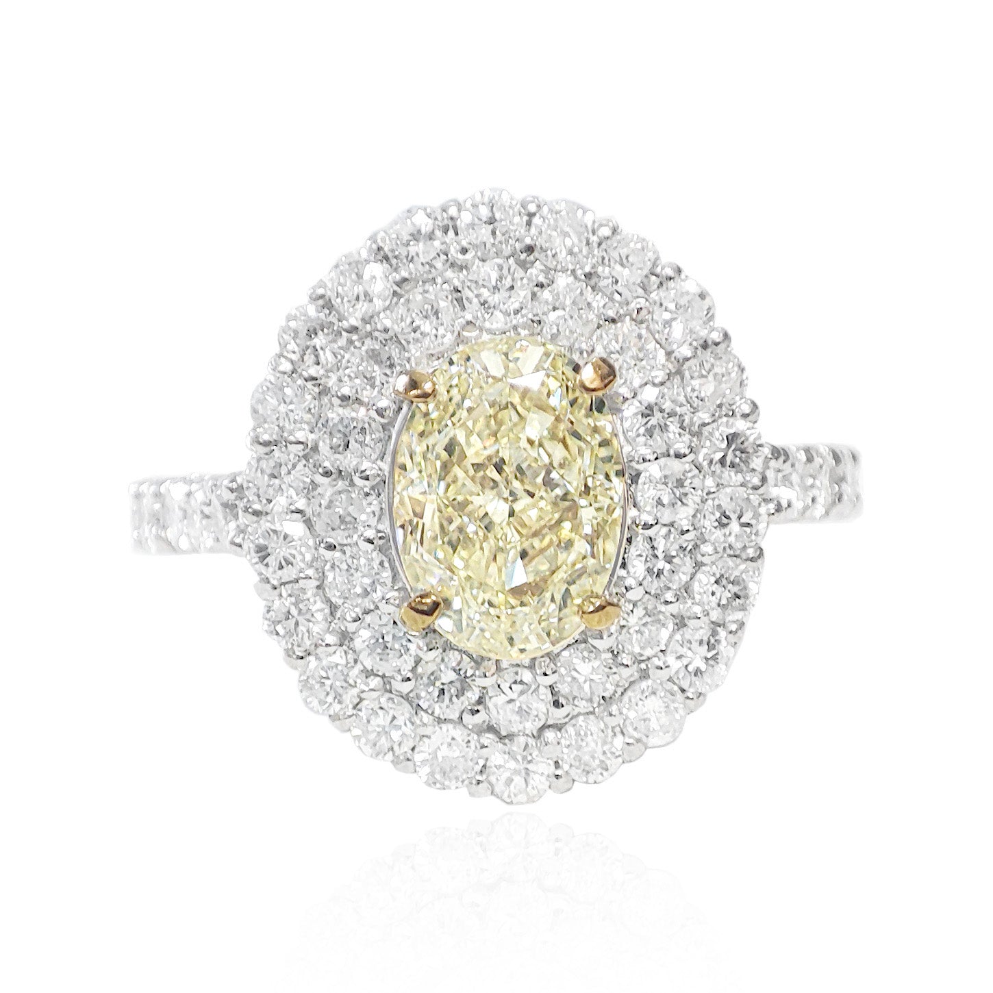 PT950 イエローダイヤモンドリング 2.158ct VS2 Light Yellow オーバル 画像