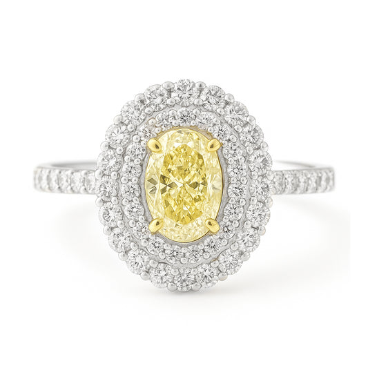 PT950 イエローダイヤモンドリング 2.158ct VS2 Light Yellow オーバル 画像
