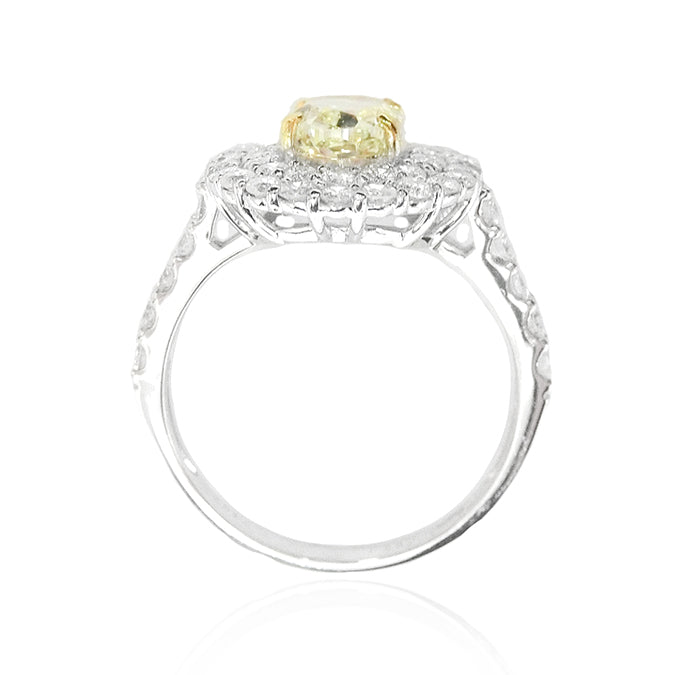 PT950 イエローダイヤモンドリング 2.158ct VS2 Light Yellow オーバル 横画像